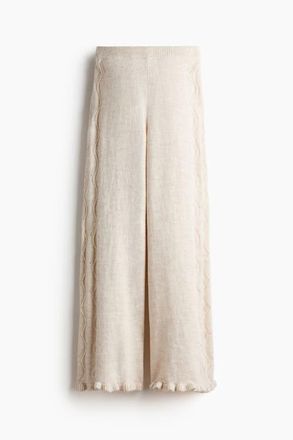 H&M Pointelle-knit Trousers in Light Beige at Nordstrom, Size Xx-Large