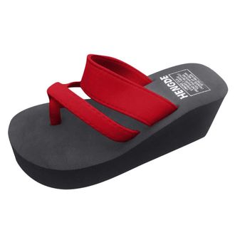 Generic 2026 Flip Flops Women Summer Sandals Flat Beach Slippers Shoe (Red, 4.5)