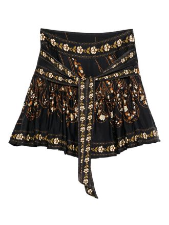 Farm Rio tie-detail skirt - women - Fabric - M - Black