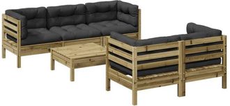 vidaXL Juego De Sof&aacute;s Jard&iacute;n 6 Pzas Con Cojines Madera Pino Impregnada Vidaxl