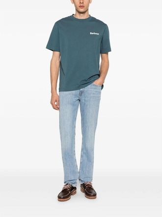 Barbour Logo-Embroidered Cotton T-Shirt - Blue