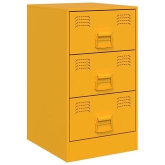 vidaXL Vidaxl - Mesita De Noche Acero Amarillo Mostaza 34,5x39x62 Cm
