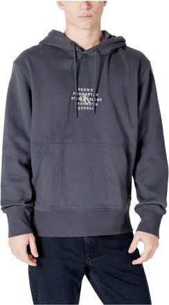 Calvin Klein Jeans Hoodies & sweatvesten, Heren, Grijs, L, Katoen, Grijze Hoodie van Katoen met Zak