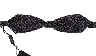 Dolce & Gabbana Black White Round 100% Silk Neck Papillon Mens Tie - One Size