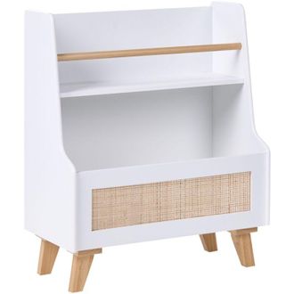 Beliani Libreria a 2 ripiani Libreria Contenitore per giocattoli Camera dei bambini MDF Rattan Frontale bianco Jackit