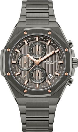 Kenneth Cole Dress Sport Chronograph Bracelet Watch, 42mm in Dark Gray/gun at Nordstrom