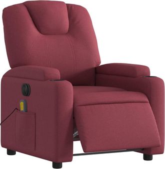 vidaXL Sill&oacute;n De Masaje Reclinable El&eacute;ctrico Tela Rojo Tinto Vidaxl