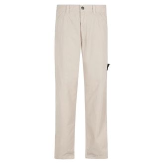 Stone Island Wide Trousers, male, Beige, Size: W30 Cotton Trousers with Logo