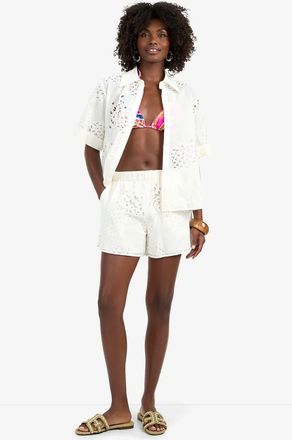 Trina Turk Alody Cotton Eyelet Shorts in Whitewash at Nordstrom, Size Xx-Large