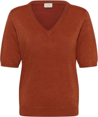 Kaffe Truien - Dames - V-hals truien - Bruin - L - Truien & Vesten