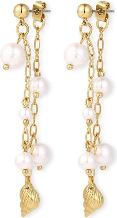 Petit Moments Dune Faux Pearl Chain Drop Earrings in Gold at Nordstrom