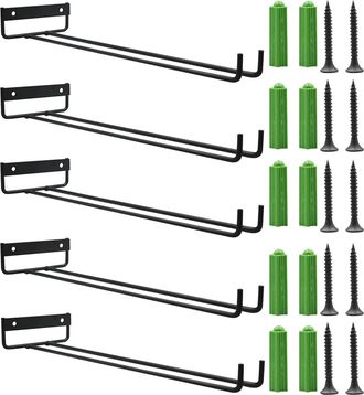 OEM Soporte Colgante Para Copas De Vino De 5 Piezas, Estante De Pared De Hierro Para Copas, Soporte De Acero Inoxidable Para Copas De Vino Debajo Del Arma