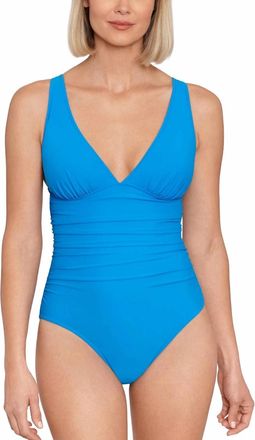 Swim Solutions Mio Plunge One Piece Swimsuit In Copen Blue