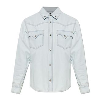 Versace Denim Shirts, female, Blue, Size: 2XS Denim Shirt