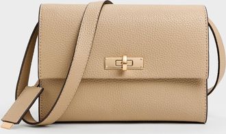 Charles & Keith Chance Recycled Leather Turn-Lock Crossbody Bag