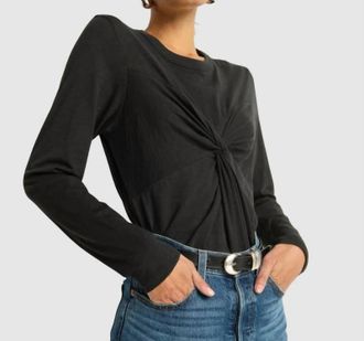 Nation Ltd Marion Twist Front Tee In Jet Black