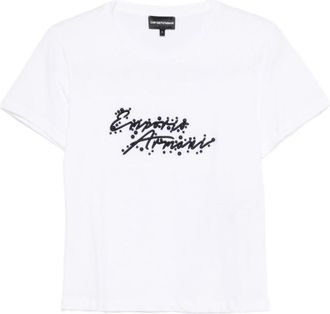 Emporio Armani White Round Neck Graphic Logo T-shirt