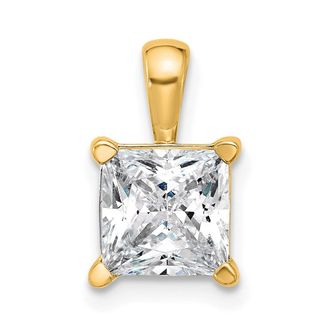 Diamond2Deal 14k Yellow Gold 2 1/2 Ct Princess Cut Lab Grown Diamond Pendant