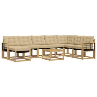 vidaXL Conjunto De Sof&aacute;s De Exterior Con Coj&iacute;n 9 Pcs Y Beige Vidaxl