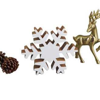 Be Home Mango Wood & Enamel Snowflake in White at Nordstrom