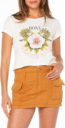 Roxy In Bloom Crop Cotton Graphic T-Shirt in Cloud Dancer at Nordstrom, Size Xx-Large