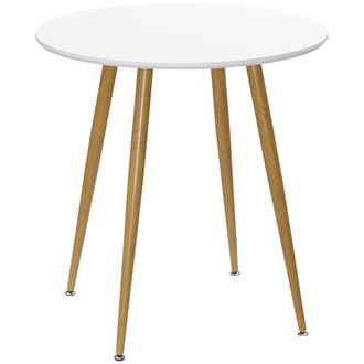 HOMCOM Mesa de comedor 72x72x75 cm blanco y natural