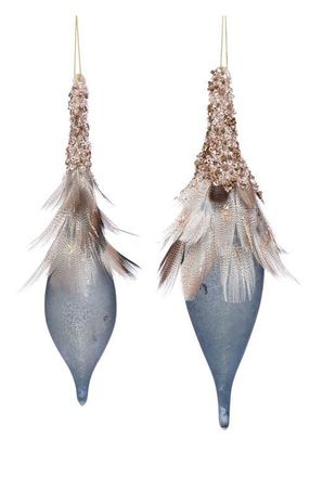 Mark Roberts Feathered Finial Drop Ornament, Set of 6 in Dusty Blue at Nordstrom
