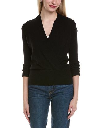 Sofiacashmere Sofiacashmere Modern Faux Wrap Wool & Cashmere-Blend Sweater