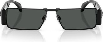 Versace 57mm Rectangular Sunglasses in Black /Dark Grey at Nordstrom