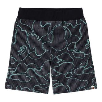 A Bathing Ape Text Code Camo Sweat Shorts Black 1I30-153-009-BLK