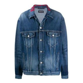 Balenciaga Neck Logo Denim Jacket Blue 571324TCW032340