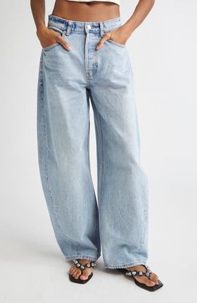 デニム・ジーパン ALEXANDER WANG BLOW UP JEANS IN DENIM Logo-Embossed Balloon Jeans in VINTAGE LIGHT INDIGO