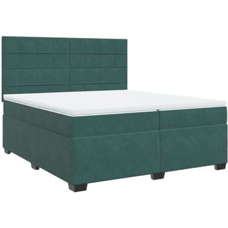 vidaXL Cama Box Spring Con Colch&oacute;n Terciopelo Verde Oscuro 200x200 Cm Vidaxl