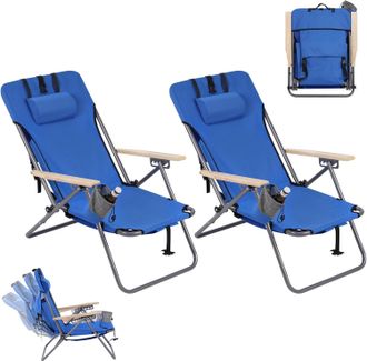 Woltu Woltu 2x Sillas Reclinables Y Plegables Para Exterior, Azul
