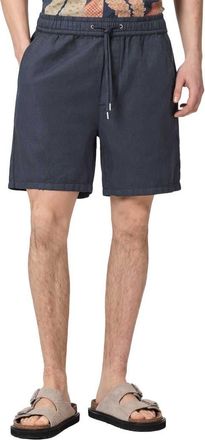 AllSaints Folgate Cotton & Linen Twill Shorts in Dark Steel Blue at Nordstrom, Size Xx-Large