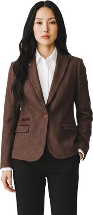 TruClothing Womens Brown Tweed Herringbone Blazer Tailored Formal Jacket - IMW04