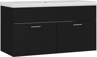 vidaXL Mueble con lavabo madera de ingeniería negro vidaXL