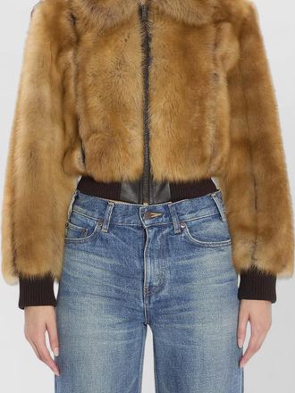 Saint Laurent lamb fur cropped bomber jacket