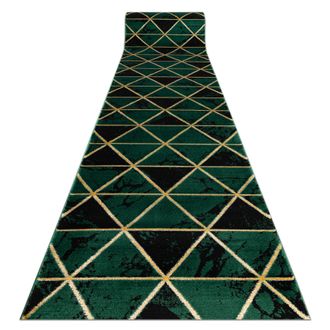 RugsX Rugsx - Alfombra De Pasillo Emerald Exclusivo 1020 Glamour, Elegante M&aacute;rmol, Triangulos Botella Verde / Oro 100 Cm Green 100x1150 Cm