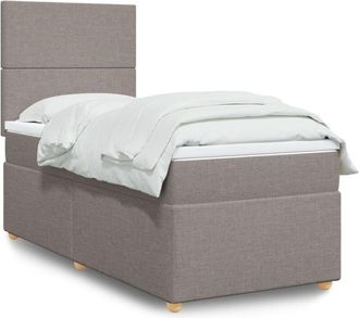 vidaXL Cama Box Spring Con Colch&oacute;n Tela Gris Taupe 90x200 Cm Vidaxl