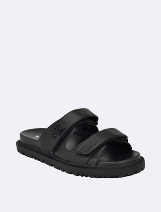 Calvin Klein Womens Womens Donnie Double Strap Sandal - Black - 5H