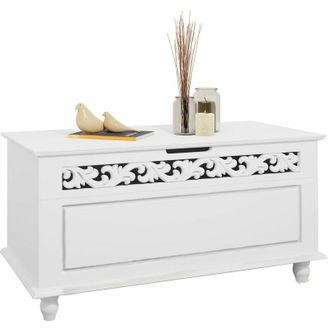 Deuba Casaria Arc&oacute;n De Madera Jersey Ba&uacute;l De Almacenaje Blanco Elegante Cofre De Almacenamiento Y Banco 80x40x48cm Ba&uacute;l Jersey