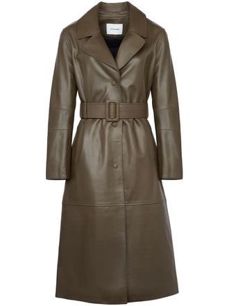 Yves Salomon leather trenchcoat - women - PBT Elite/Viscose/Lambskin - 36 - Green
