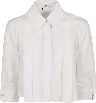 Elisabetta Franchi Inverted Collar Cape-Back Cotton Shirt