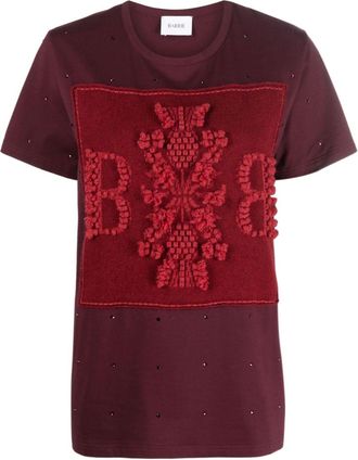 Barrie logo-embroidered embellished T-shirt - women - Cashmere/Cotton - S