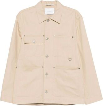 Paolo Pecora Light Jackets, male, Beige, Size: M Buttoned Pocket Overshirt