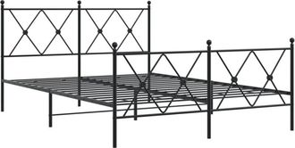 vidaXL Metal Bed Frame without Mattress with Footboard Black 137x190cm Vidaxl