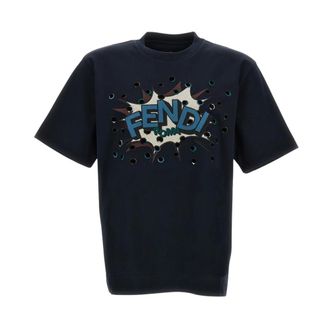 Fendi T-Shirts, male, Blue, Size: 2XL T-Shirt