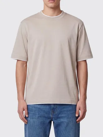 Eleventy T-shirt girocollo in cotone con profili a contrasto