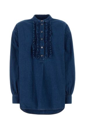 Valentino Garavani Womens Denim Blouse - Dark Blue Cotton - Size EU 38 (Womens)